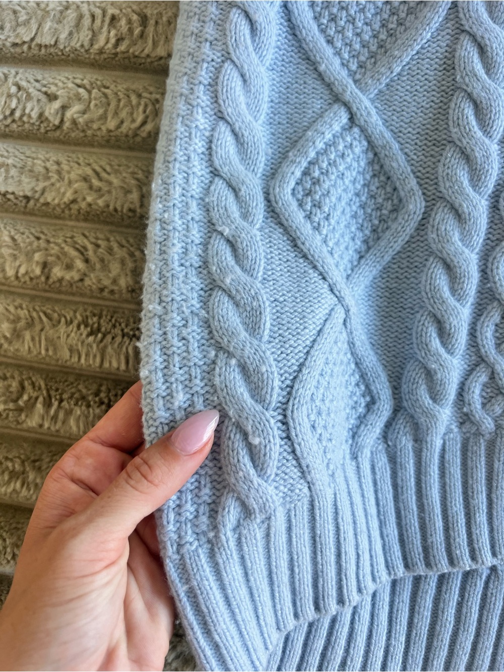 Aritzia Sunday Best Heritage Knit Merino Wool Crew Sweater Light Blue Size XS - Picture 9 of 10